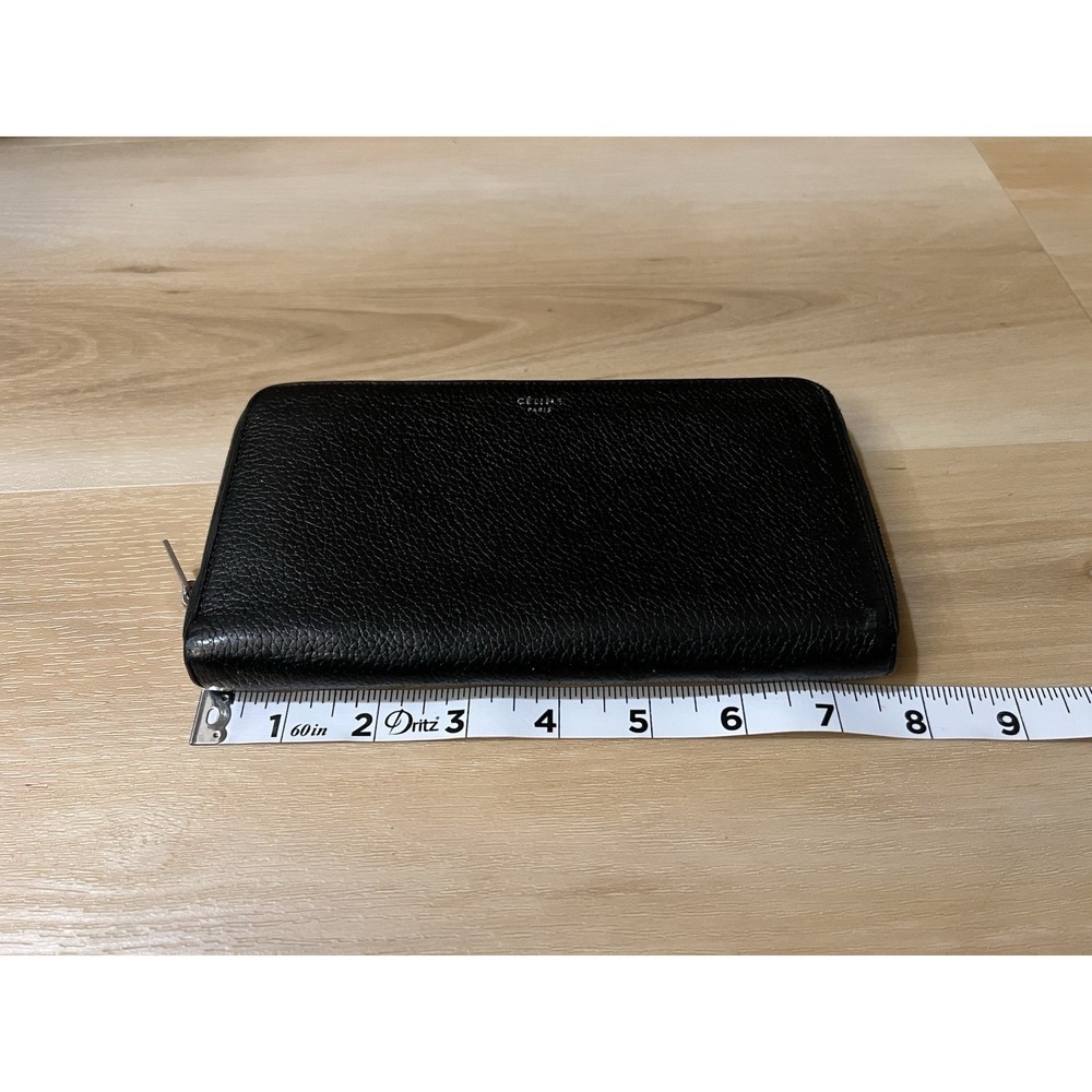 Celine Large Zipped Wallet Black & Yellow Calfskin Long Wallet Made in Italy COA - Picture 8 of 11